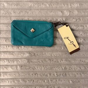 Junior Drake Teal Leather Envelope Card Wallet